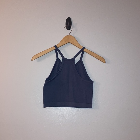 SO Navy Blue Rib Knit Racerback Crop Top Size Small - Picture 4 of 4